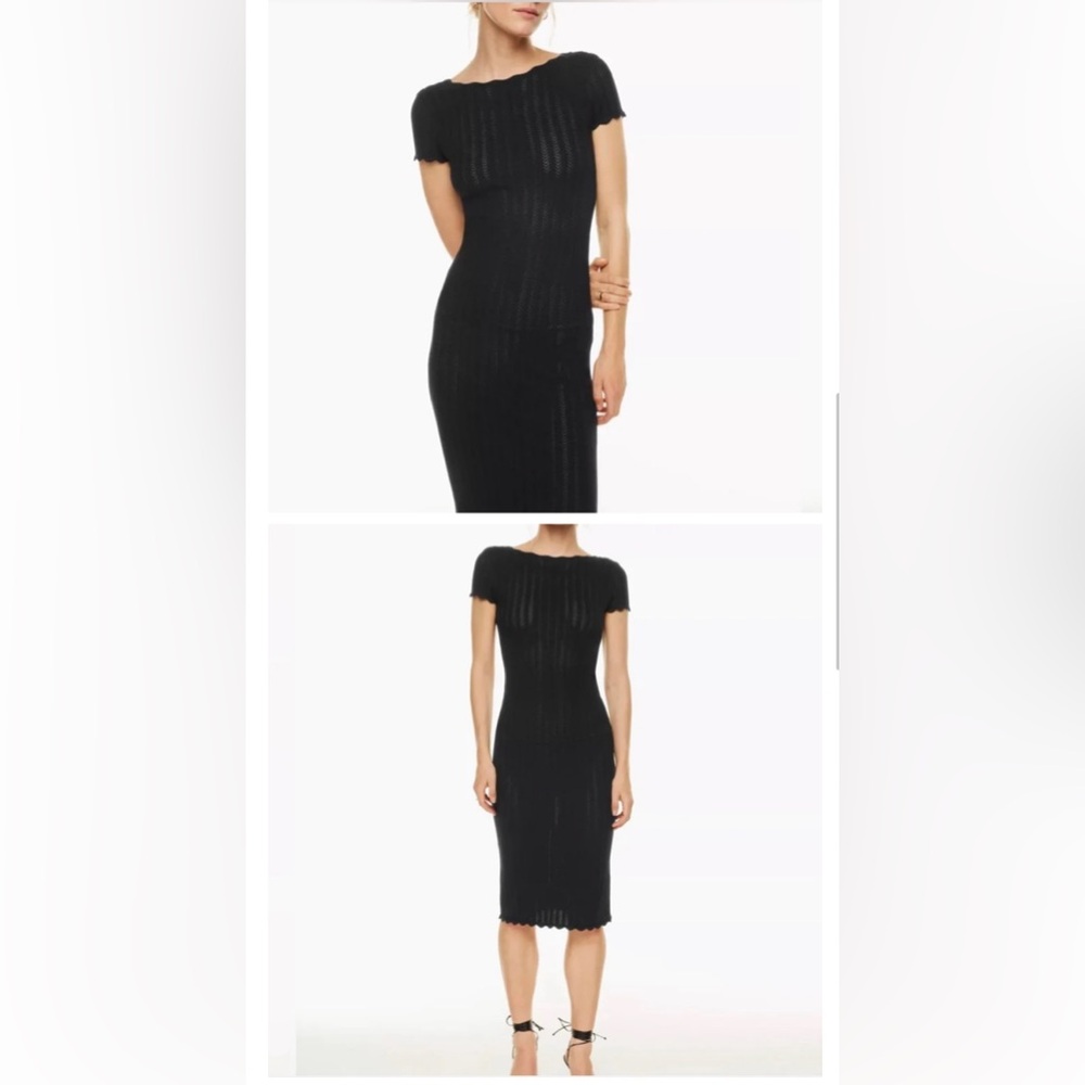 Aritzia NWT Wilfred Upon Black Low Back Knit Midi Dress Women’s Size Medium new